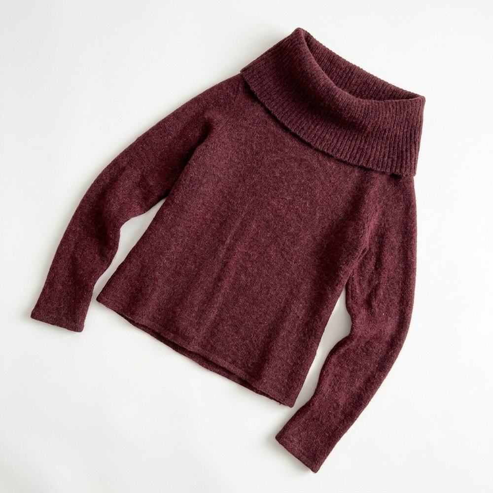 Jillian Jones Kid Mohair Wool Funnel Neck Sweater Red VTG Womens Large Petite PL